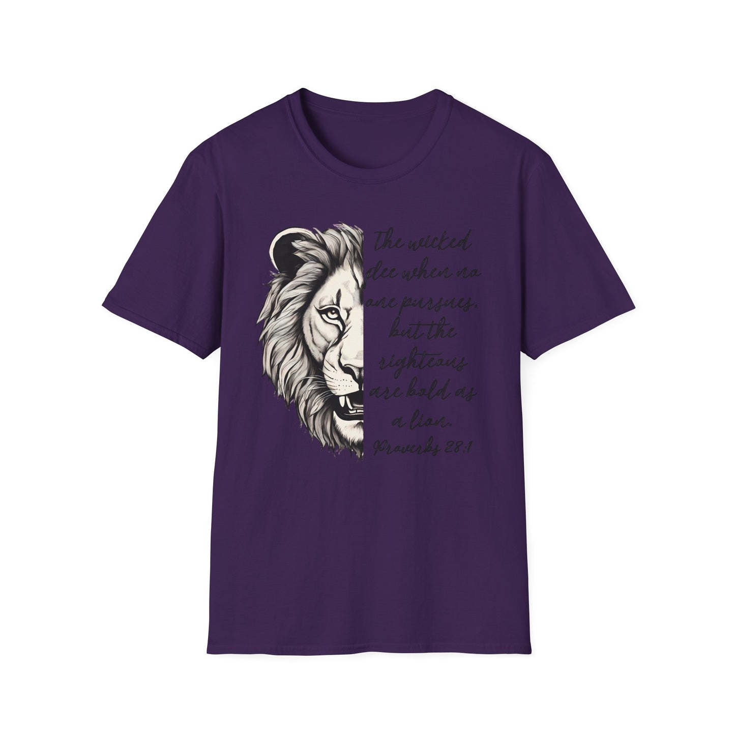 Bold Lion Scripture T-Shirt - Proverbs 28:1 Adult Unisex