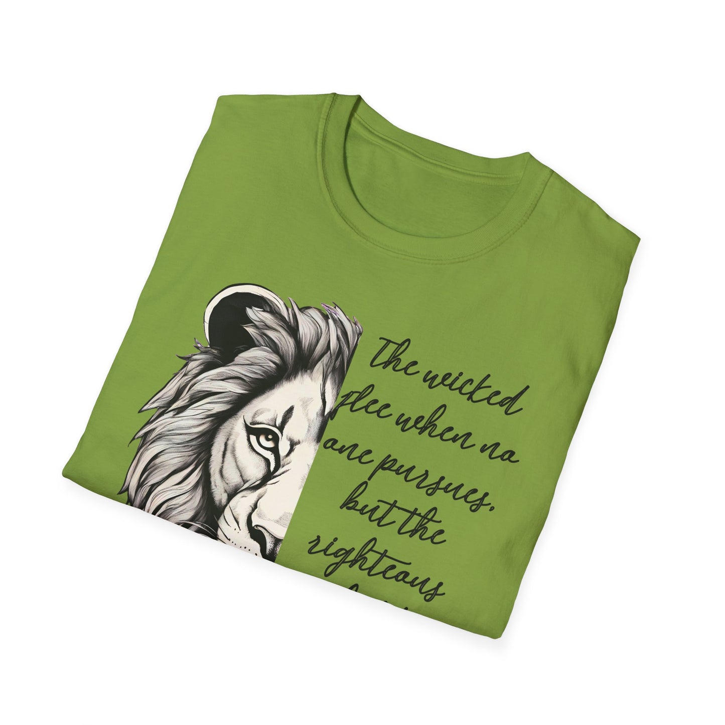 Bold Lion Scripture T-Shirt - Proverbs 28:1 Adult Unisex
