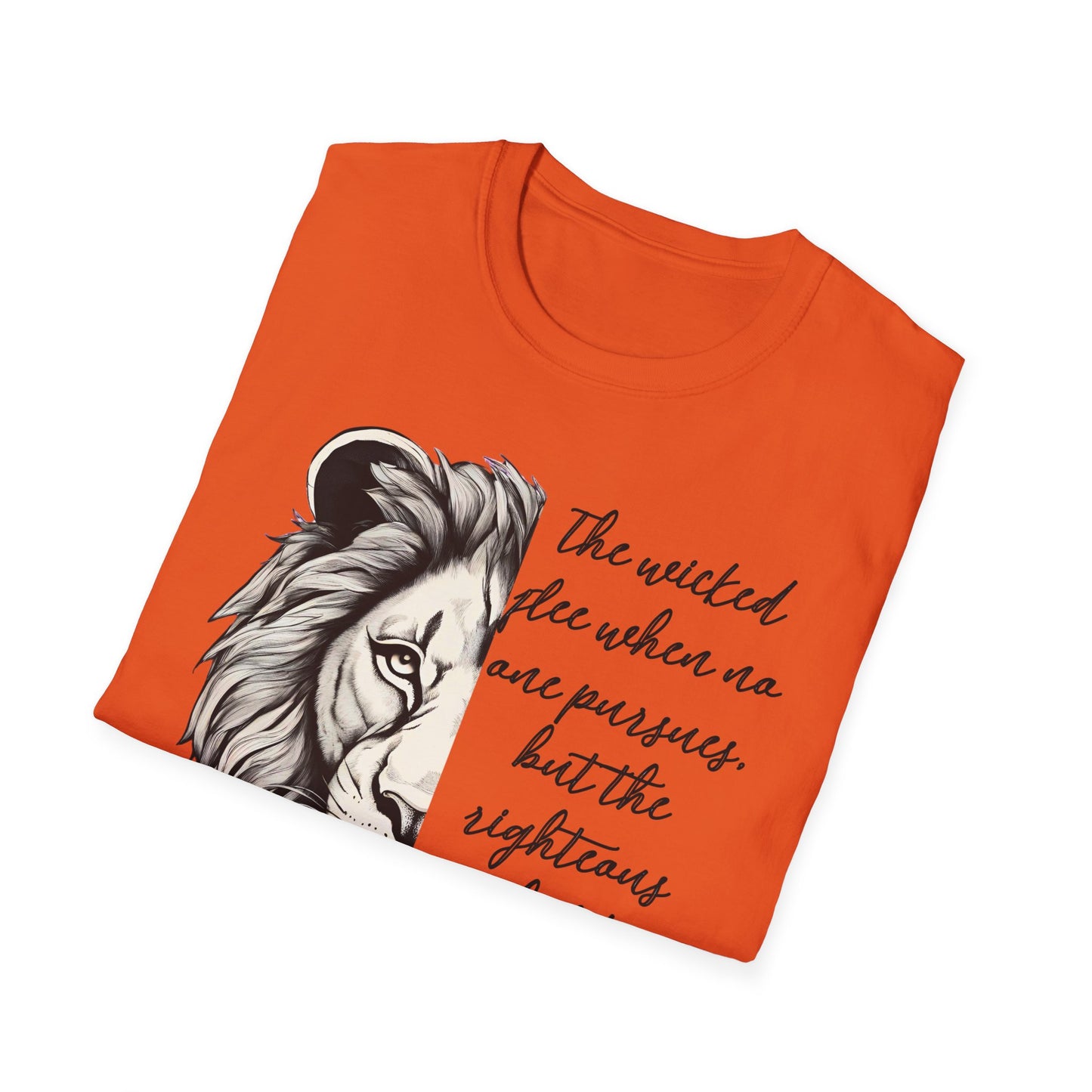 Bold Lion Scripture T-Shirt - Proverbs 28:1 Adult Unisex