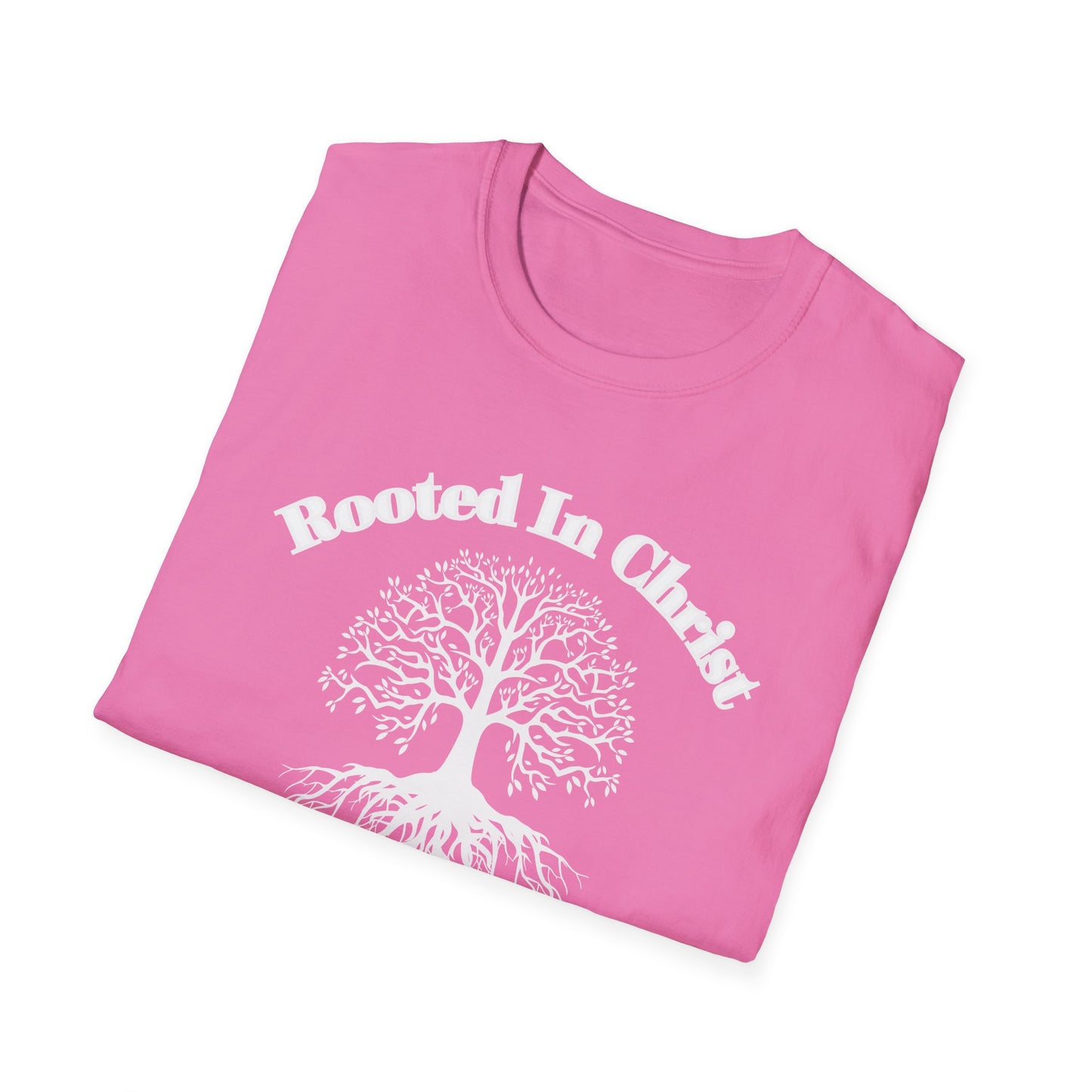 Rooted in Christ (White ink) Adult Unisex T-Shirt