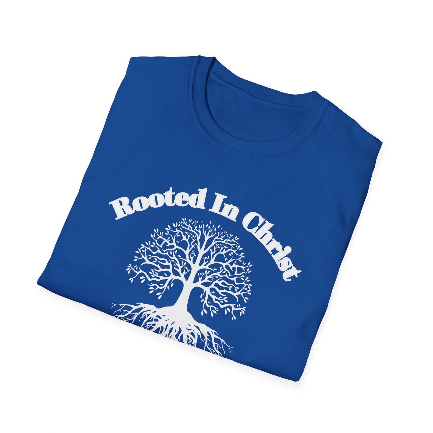 Rooted in Christ (White ink) Adult Unisex T-Shirt