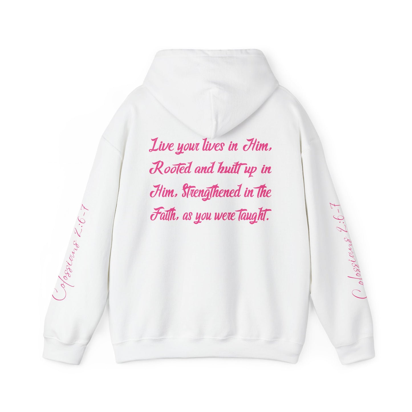 Rooted in Christ (Pink)- Adult Hooded Sweatshirt