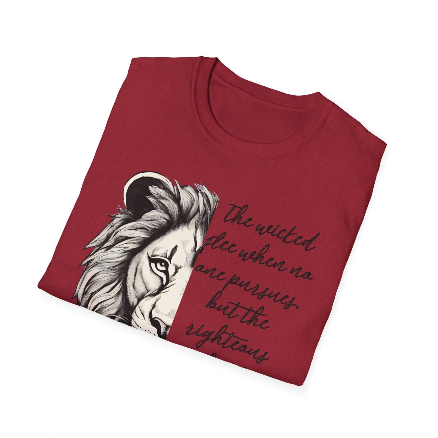Bold Lion Scripture T-Shirt - Proverbs 28:1 Adult Unisex