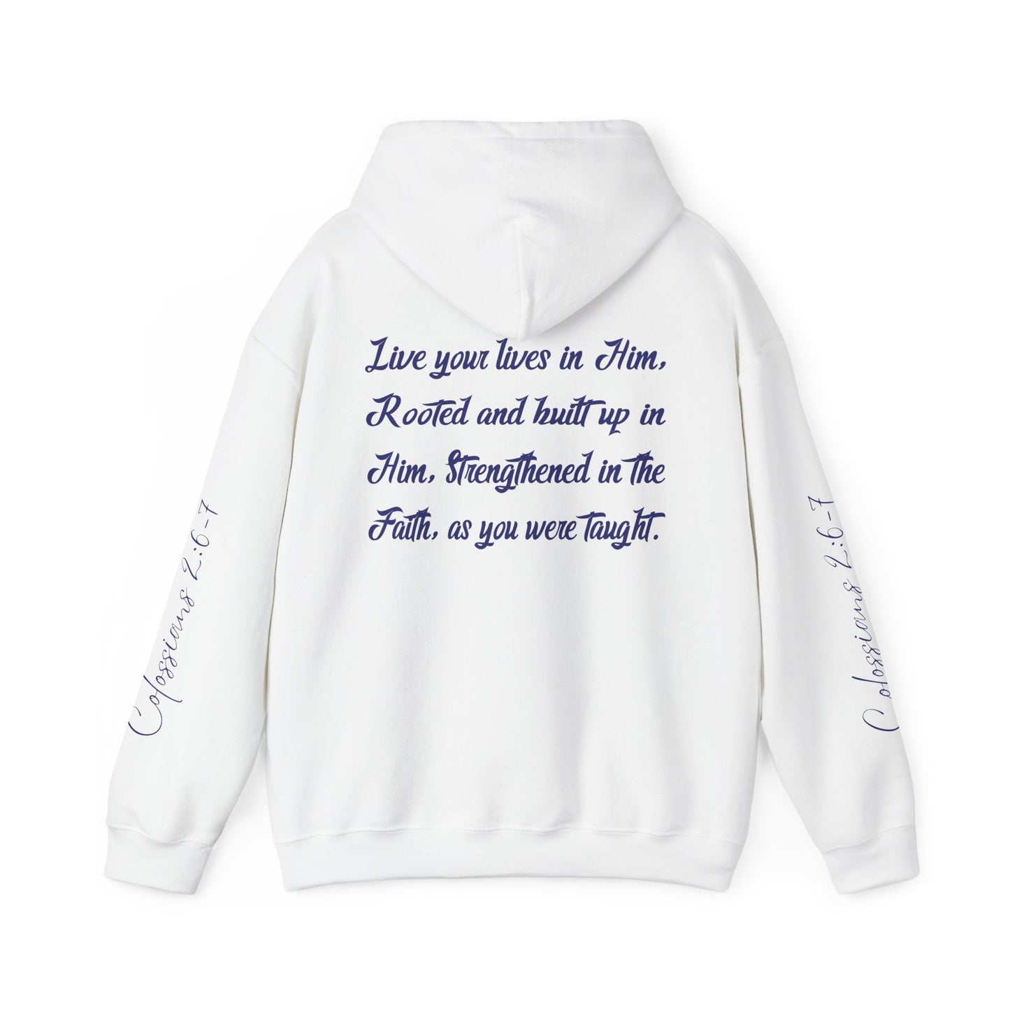 Rooted In Christ (Blue)- Adult Unisex Hooded Sweatshirt