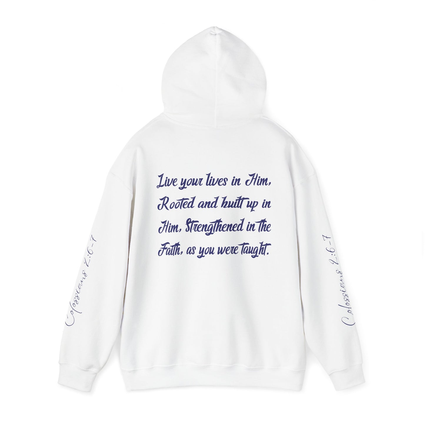 Rooted In Christ (Blue)- Adult Unisex Hooded Sweatshirt