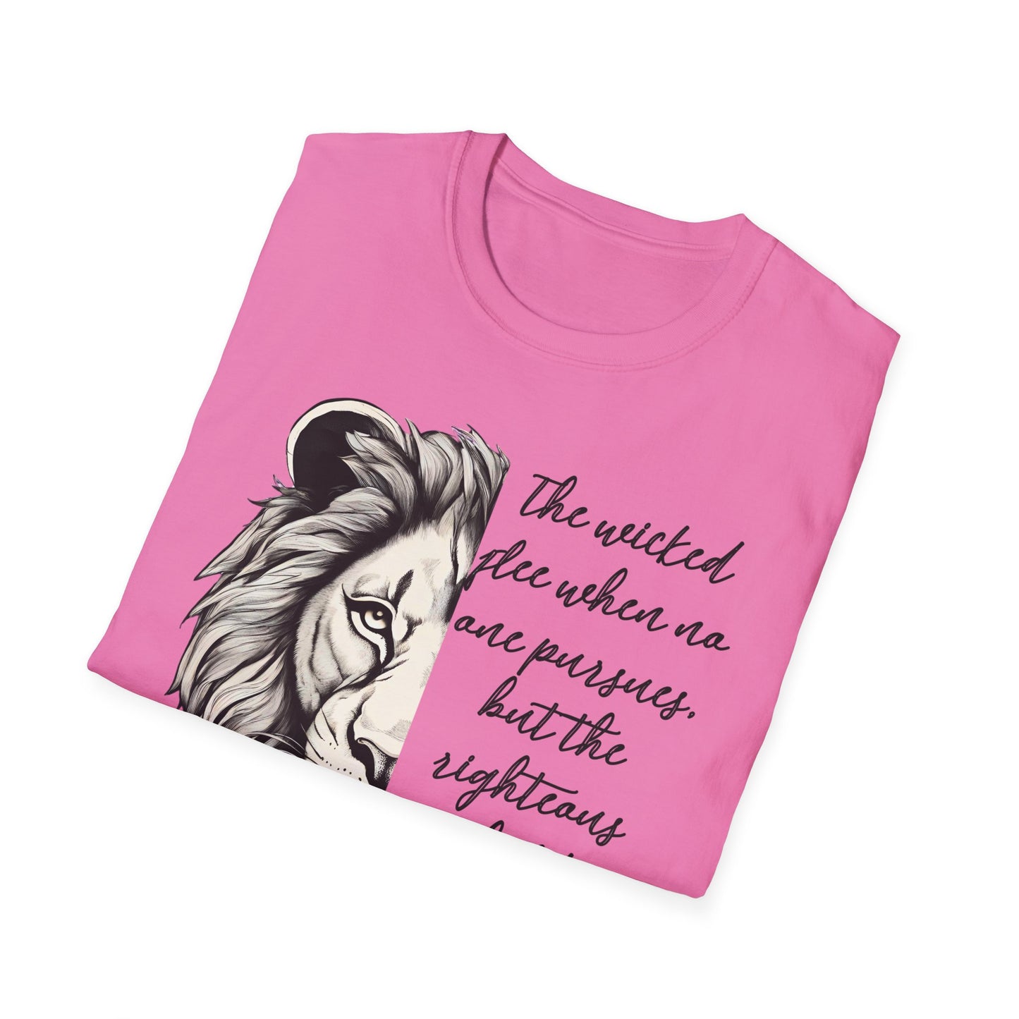 Bold Lion Scripture T-Shirt - Proverbs 28:1 Adult Unisex