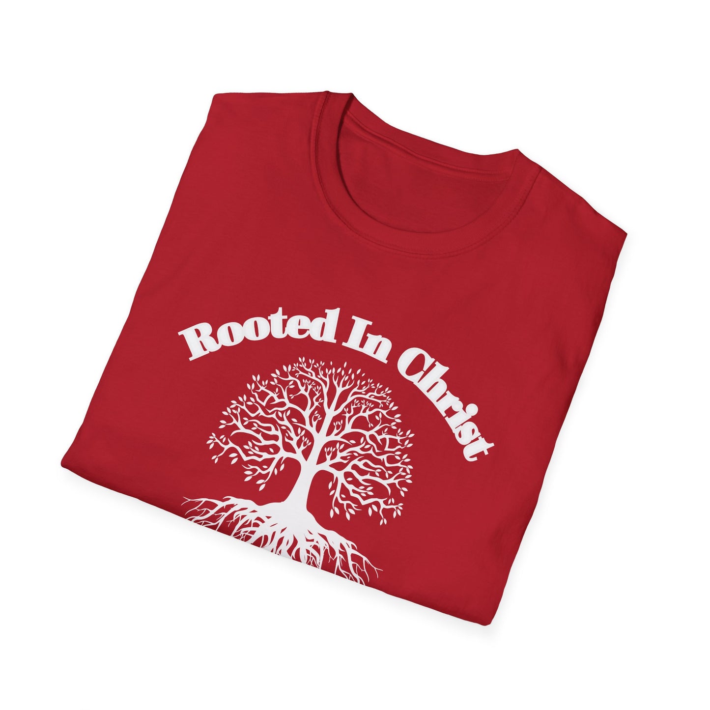 Rooted in Christ (White ink) Adult Unisex T-Shirt