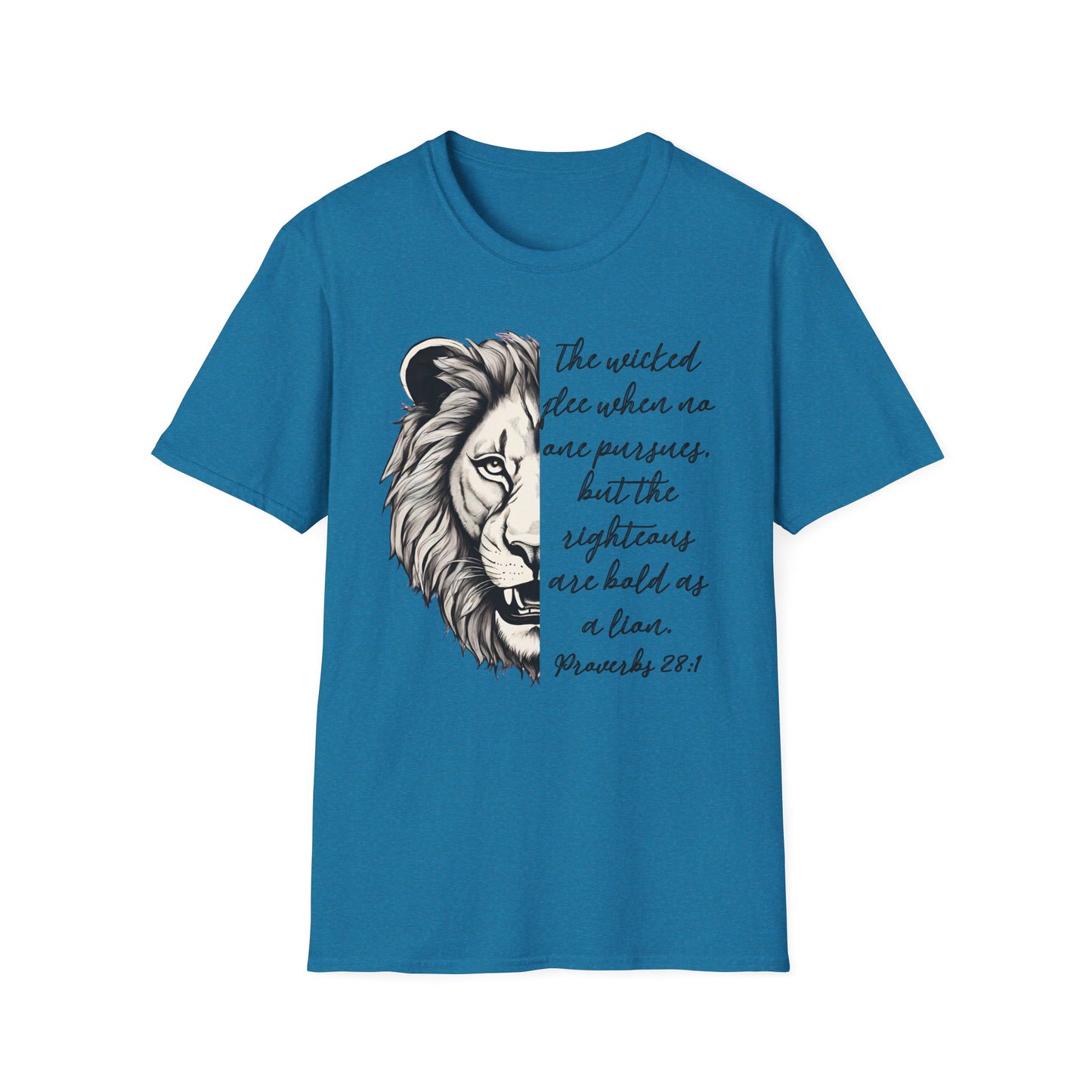 Bold Lion Scripture T-Shirt - Proverbs 28:1 Adult Unisex