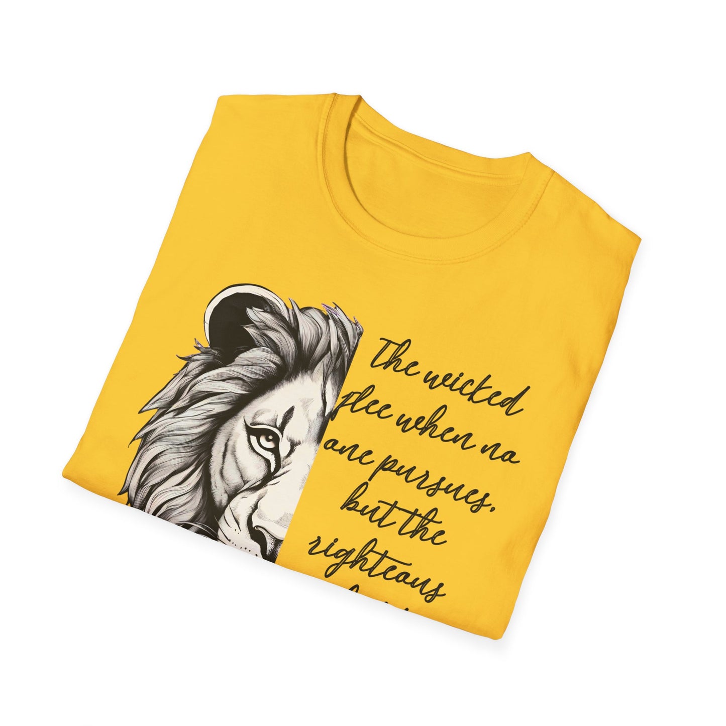 Bold Lion Scripture T-Shirt - Proverbs 28:1 Adult Unisex