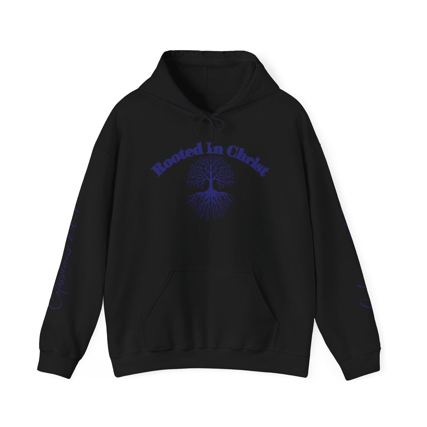 Rooted In Christ (Blue)- Adult Unisex Hooded Sweatshirt