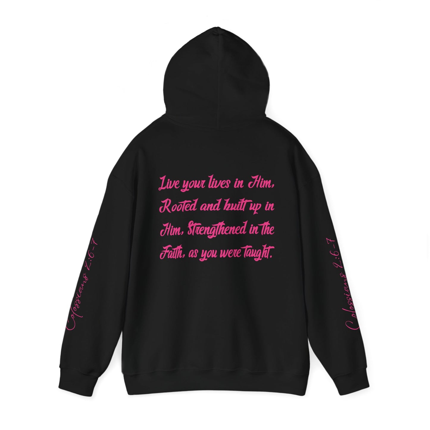 Rooted in Christ (Pink)- Adult Hooded Sweatshirt