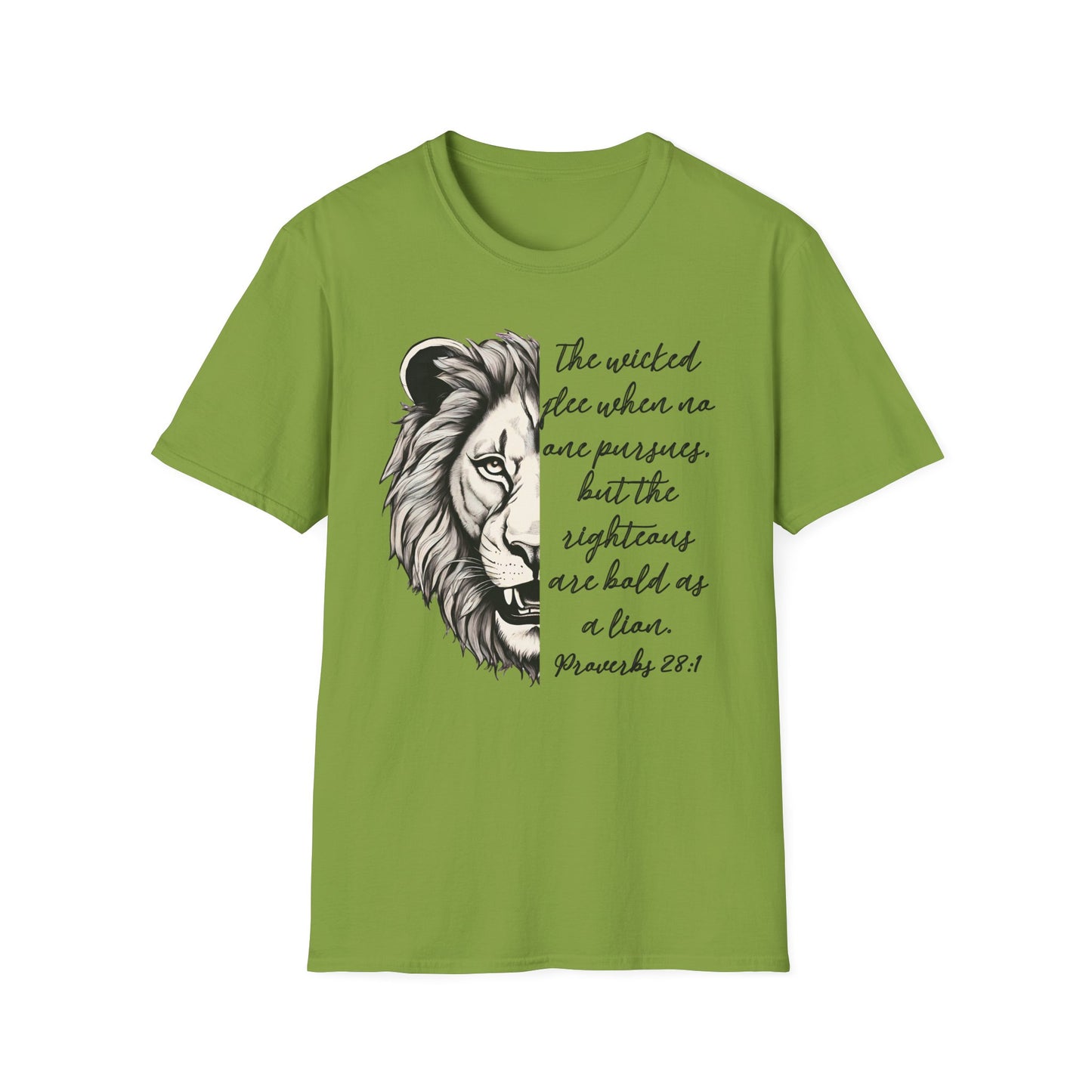 Bold Lion Scripture T-Shirt - Proverbs 28:1 Adult Unisex