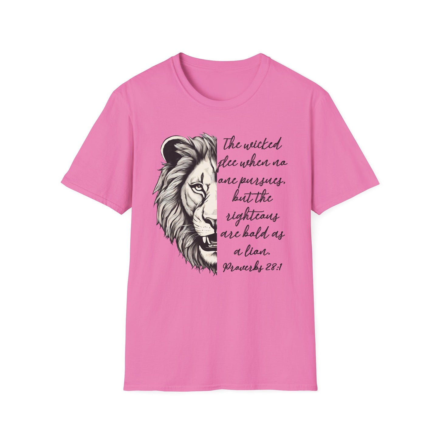 Bold Lion Scripture T-Shirt - Proverbs 28:1 Adult Unisex