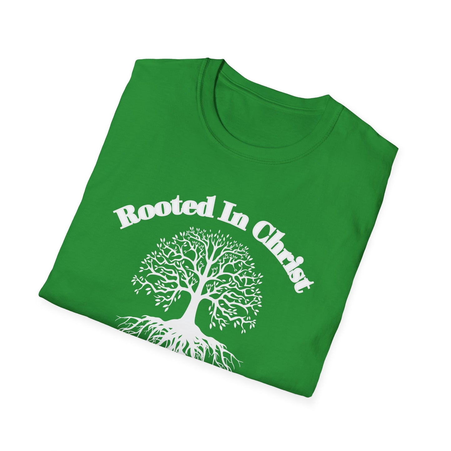 Rooted in Christ (White ink) Adult Unisex T-Shirt