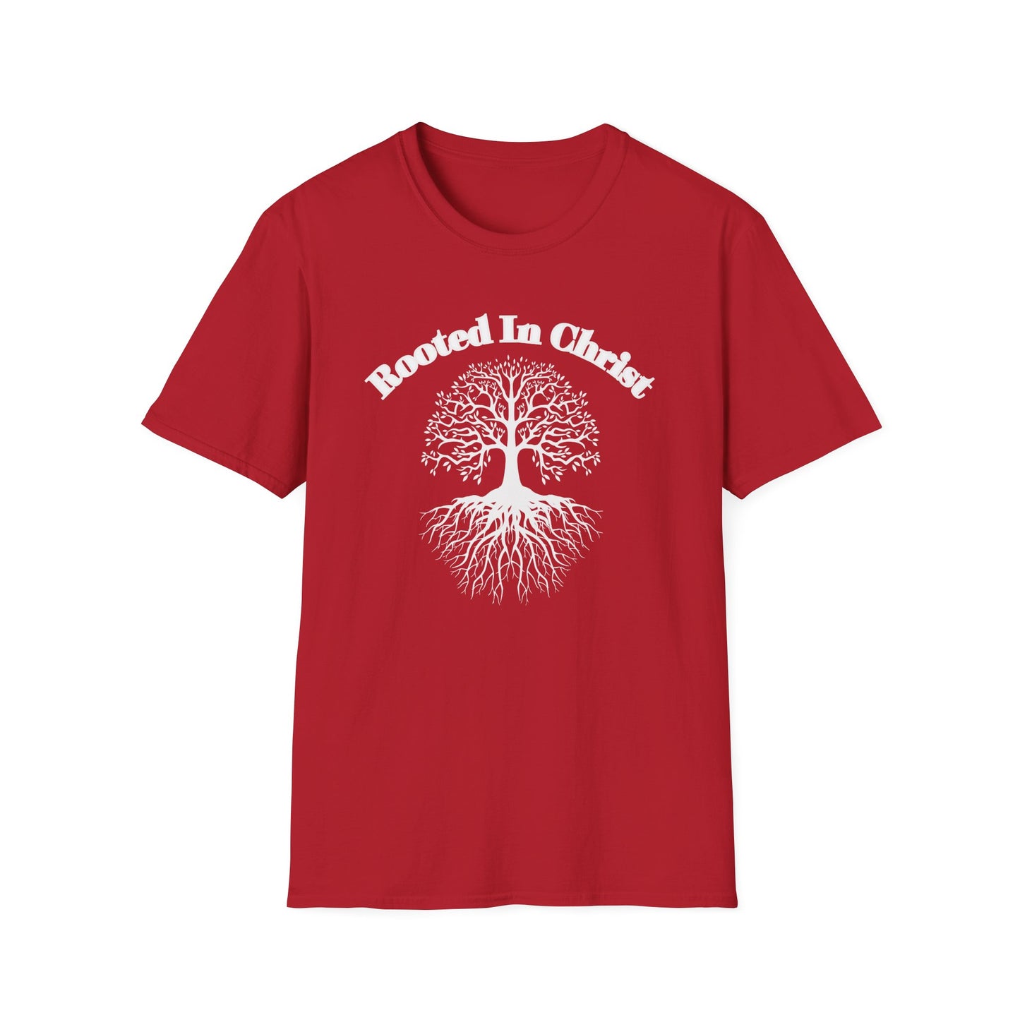 Rooted in Christ (White ink) Adult Unisex T-Shirt