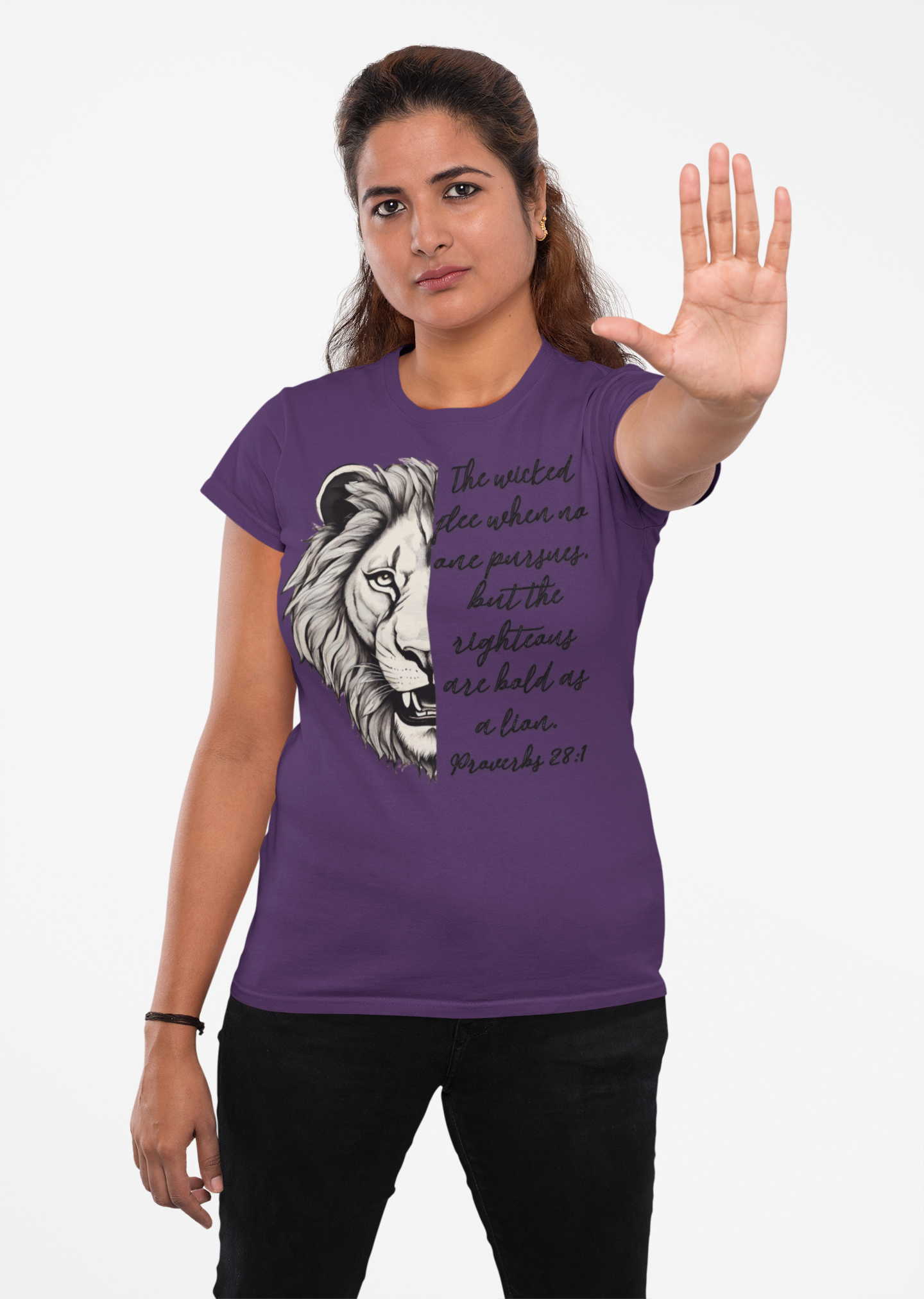 Bold Lion Scripture T-Shirt - Proverbs 28:1 Adult Unisex