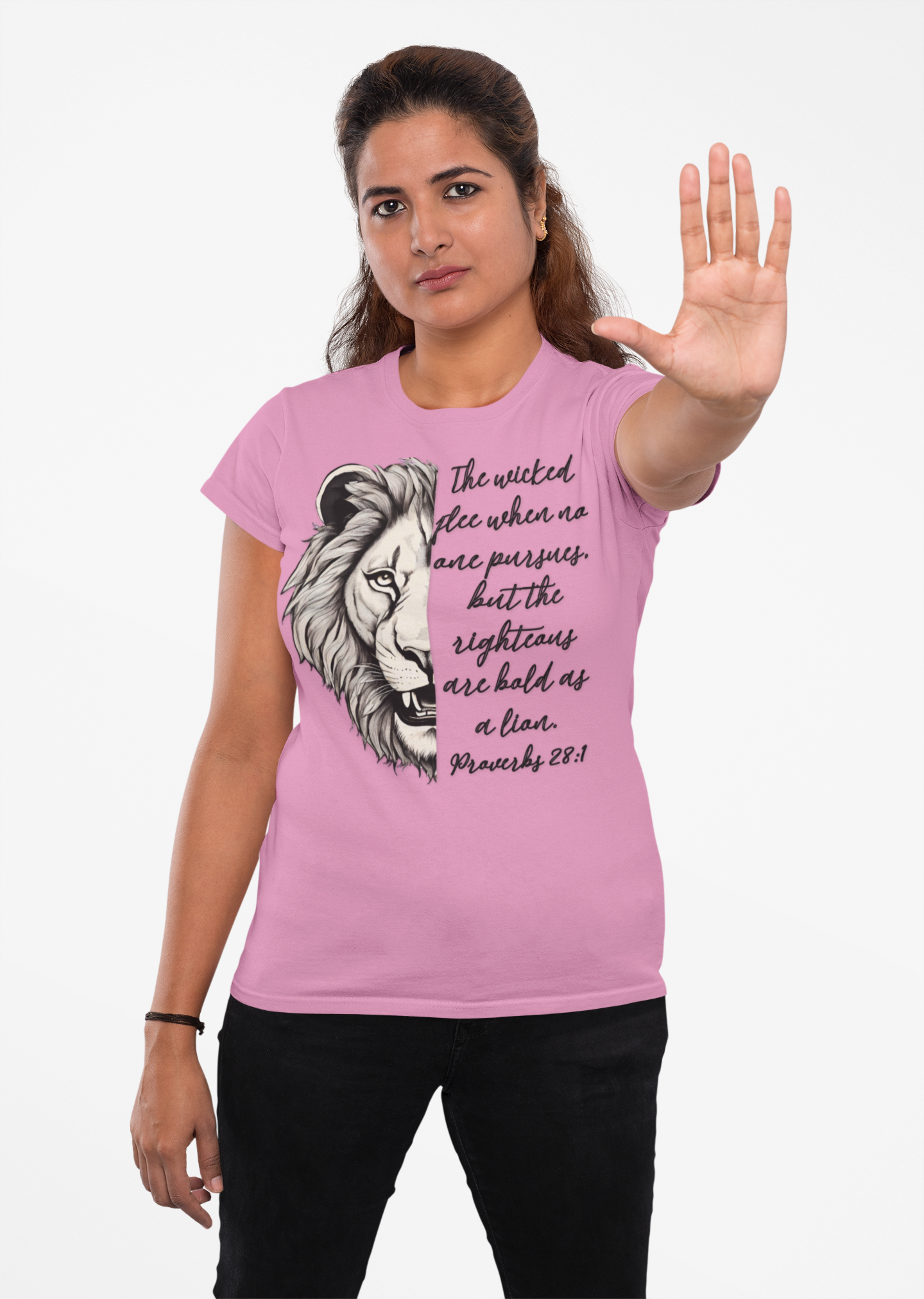 Bold Lion Scripture T-Shirt - Proverbs 28:1 Adult Unisex