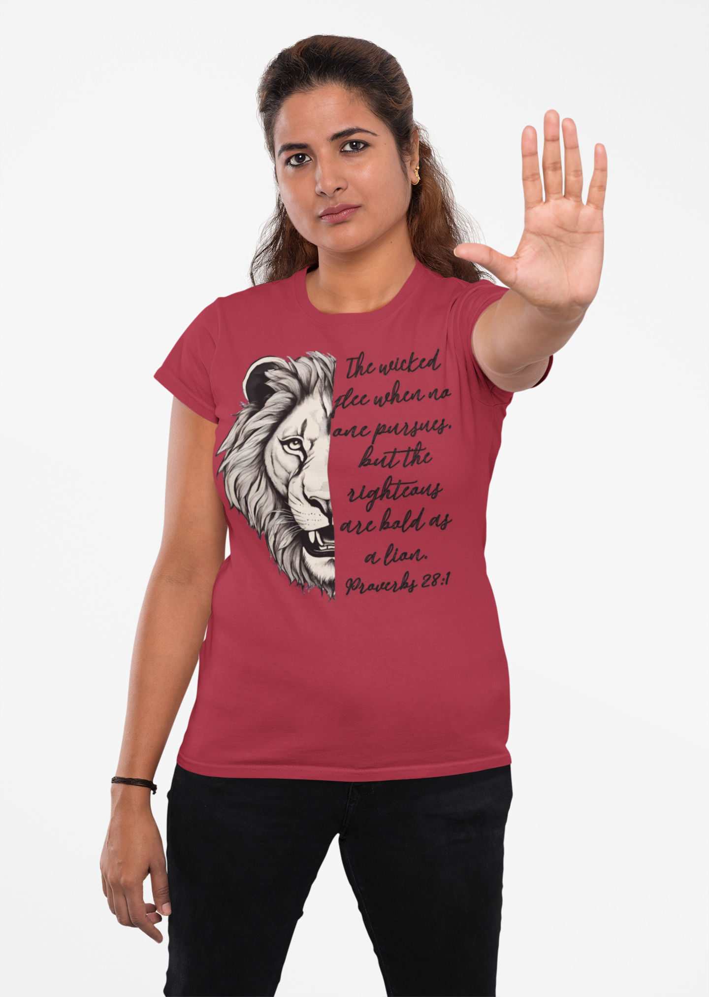 Bold Lion Scripture T-Shirt - Proverbs 28:1 Adult Unisex
