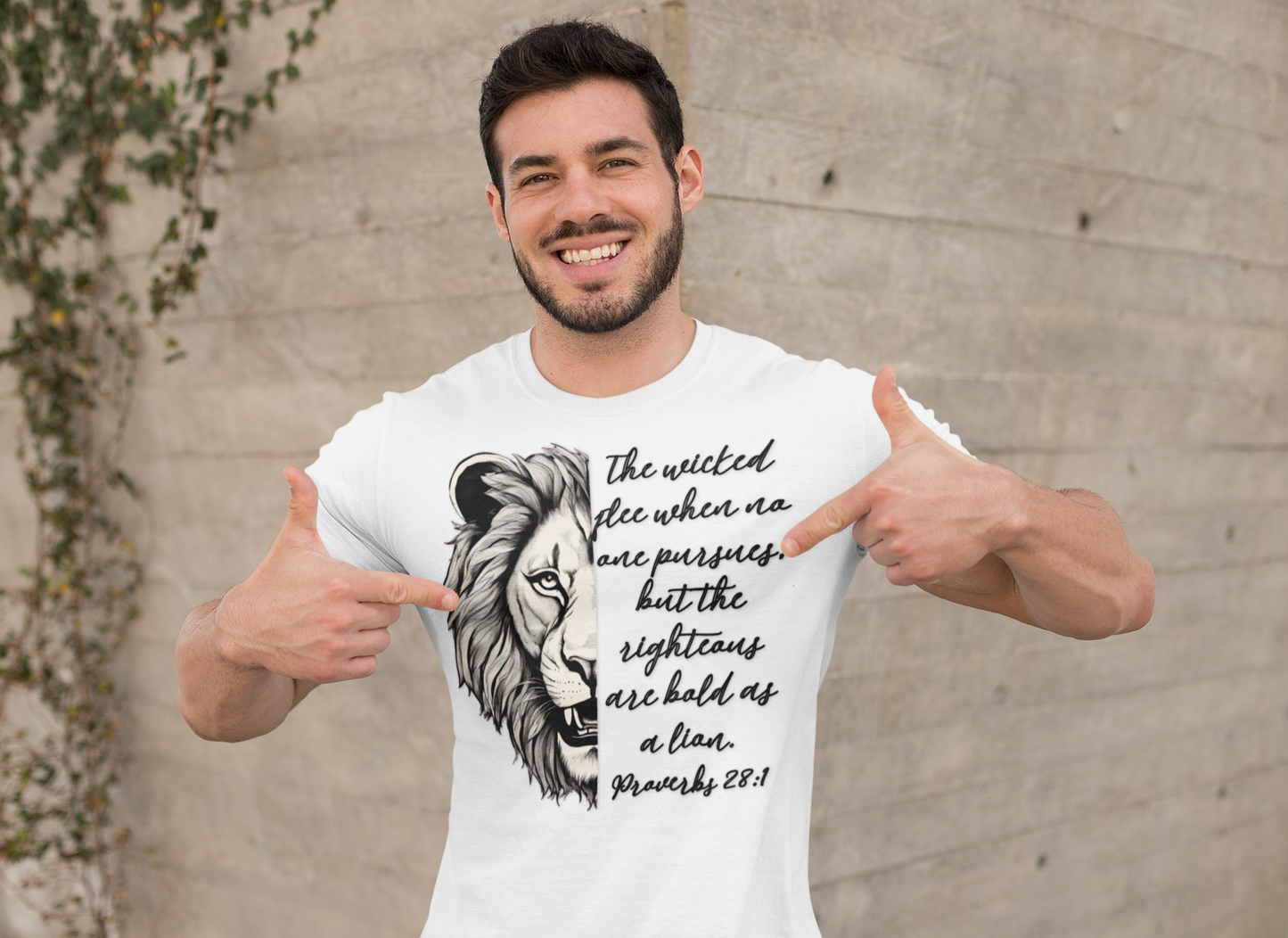 Bold Lion Scripture T-Shirt - Proverbs 28:1 Adult Unisex