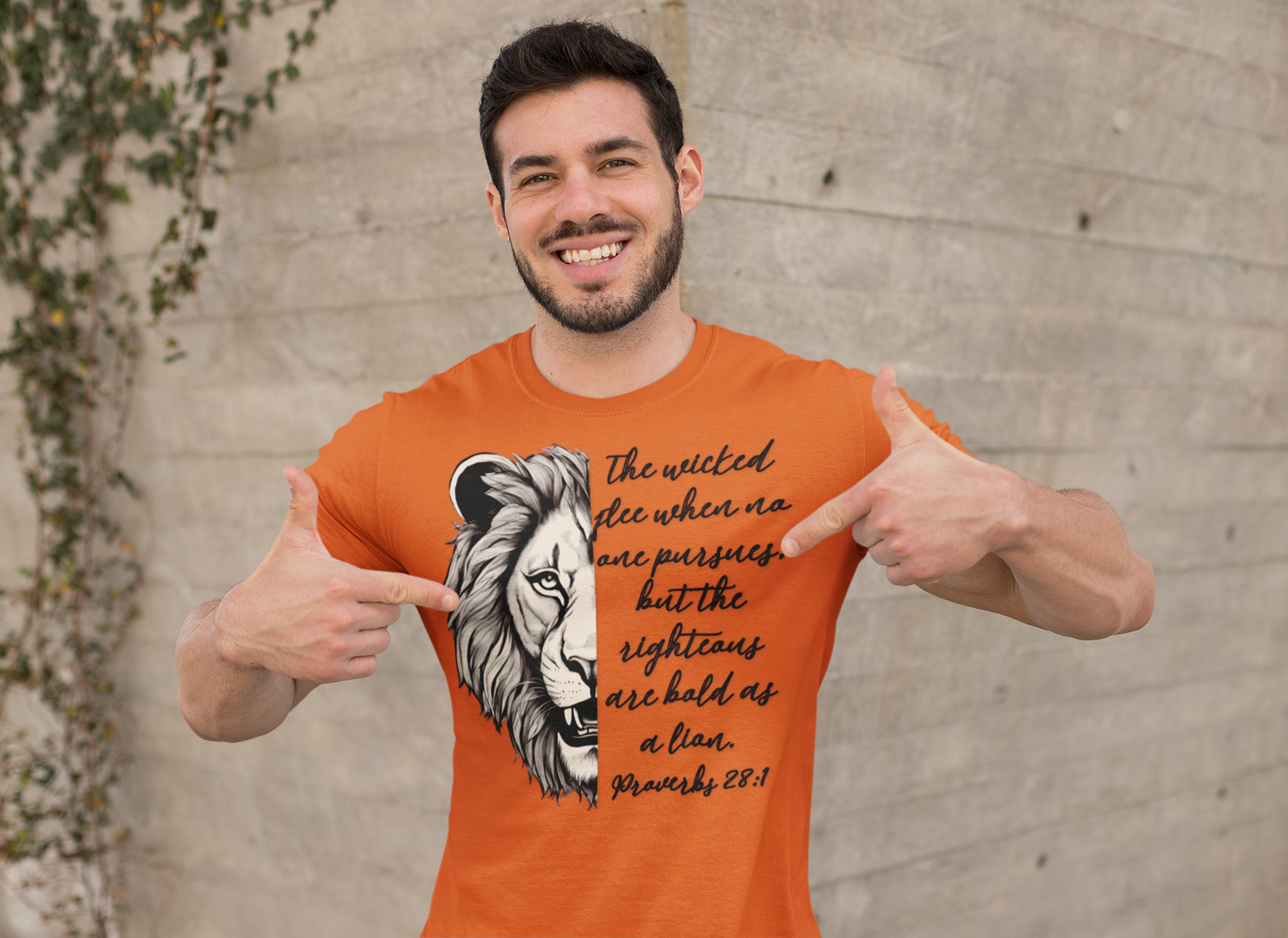 Bold Lion Scripture T-Shirt - Proverbs 28:1 Adult Unisex