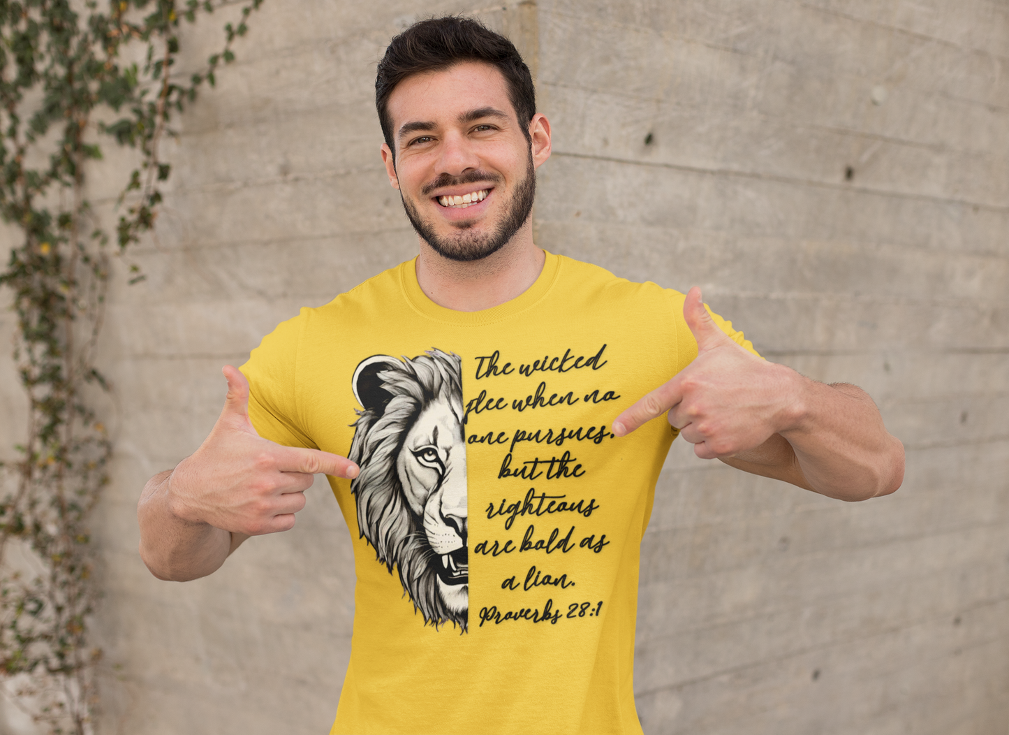 Bold Lion Scripture T-Shirt - Proverbs 28:1 Adult Unisex
