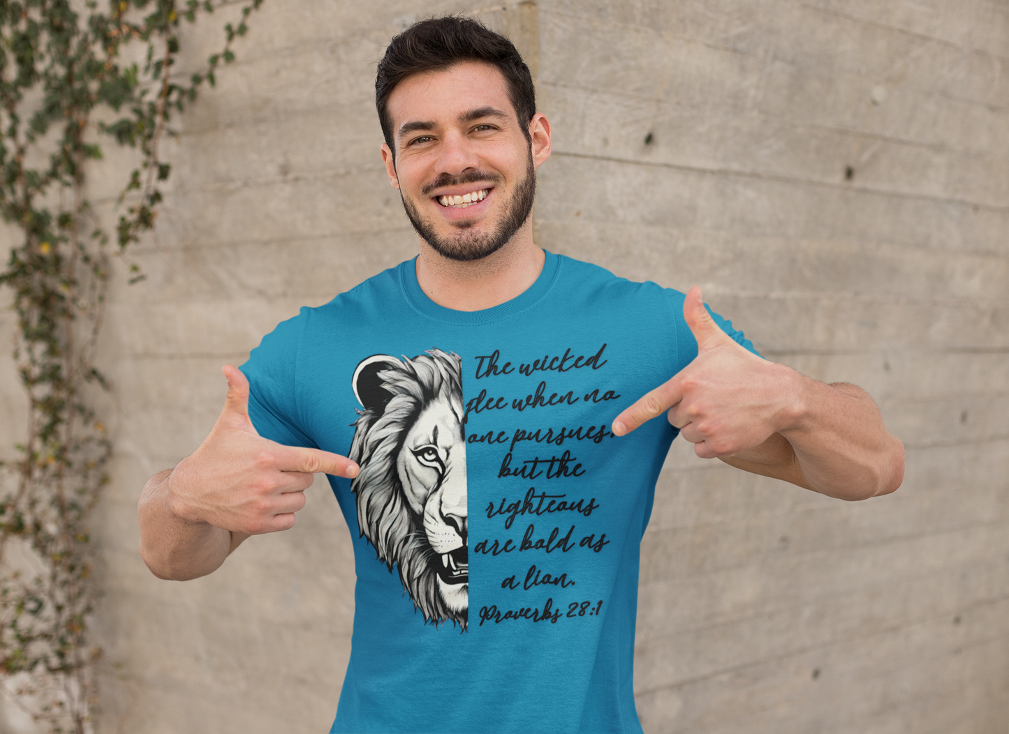 Bold Lion Scripture T-Shirt - Proverbs 28:1 Adult Unisex