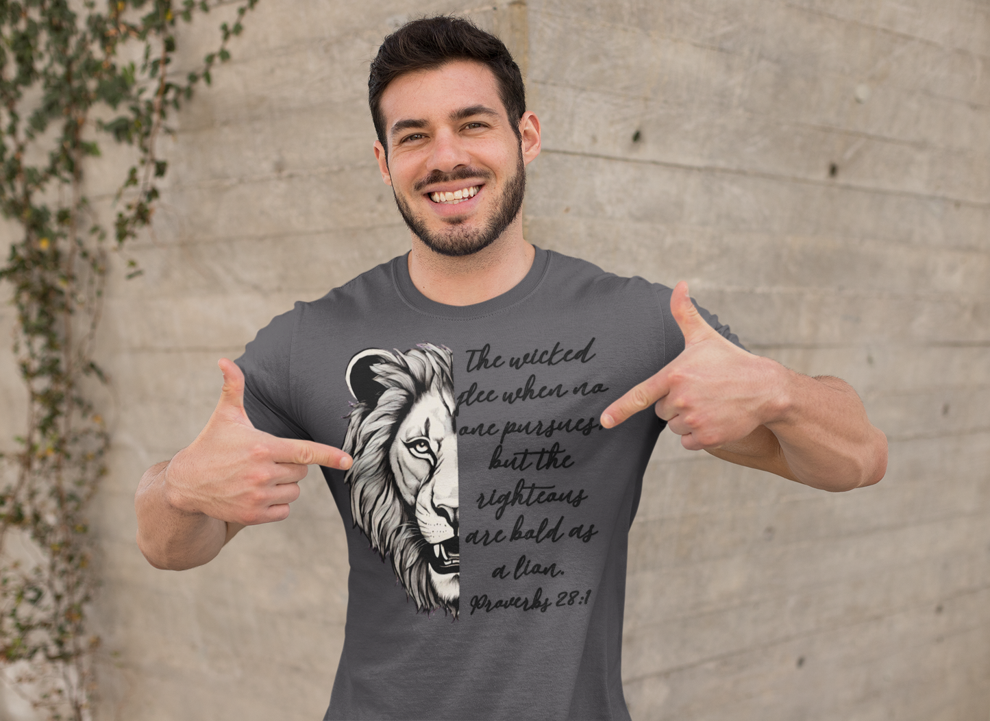 Bold Lion Scripture T-Shirt - Proverbs 28:1 Adult Unisex