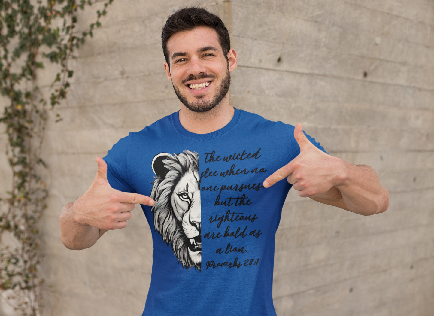 Bold Lion Scripture T-Shirt - Proverbs 28:1 Adult Unisex