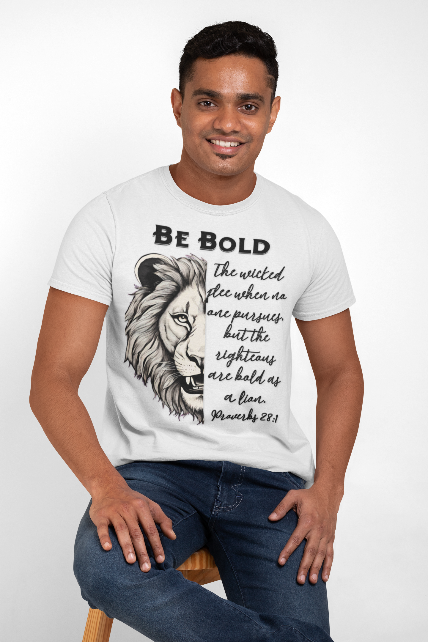 Be Bold Lion T-Shirt - Proverbs 28:1 Adult Unisex