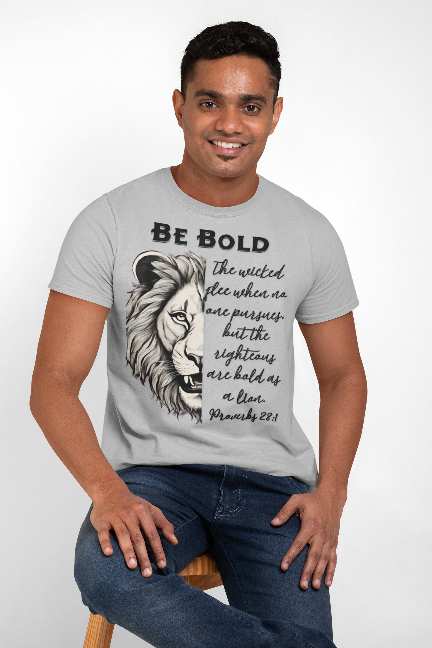 Be Bold Lion T-Shirt - Proverbs 28:1 Adult Unisex