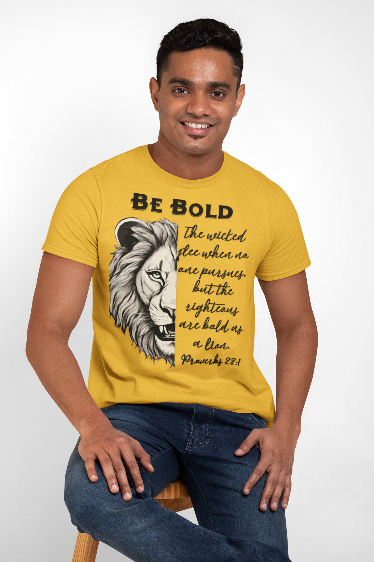 Be Bold Lion T-Shirt - Proverbs 28:1 Adult Unisex