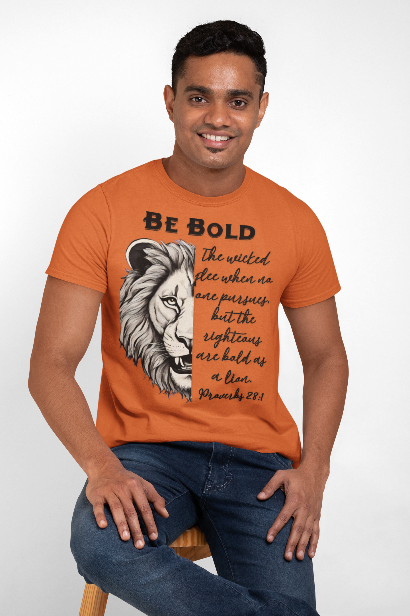 Be Bold Lion T-Shirt - Proverbs 28:1 Adult Unisex