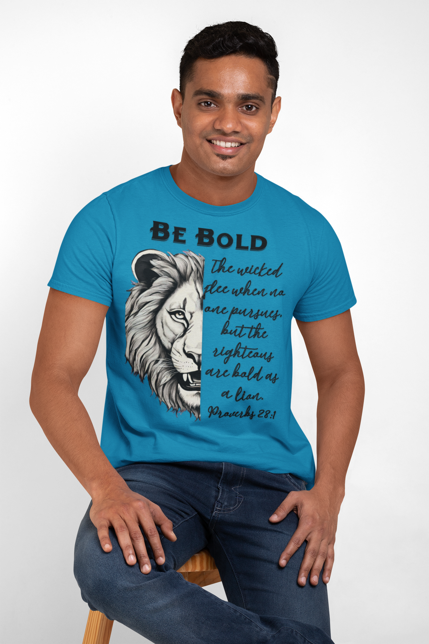 Be Bold Lion T-Shirt - Proverbs 28:1 Adult Unisex