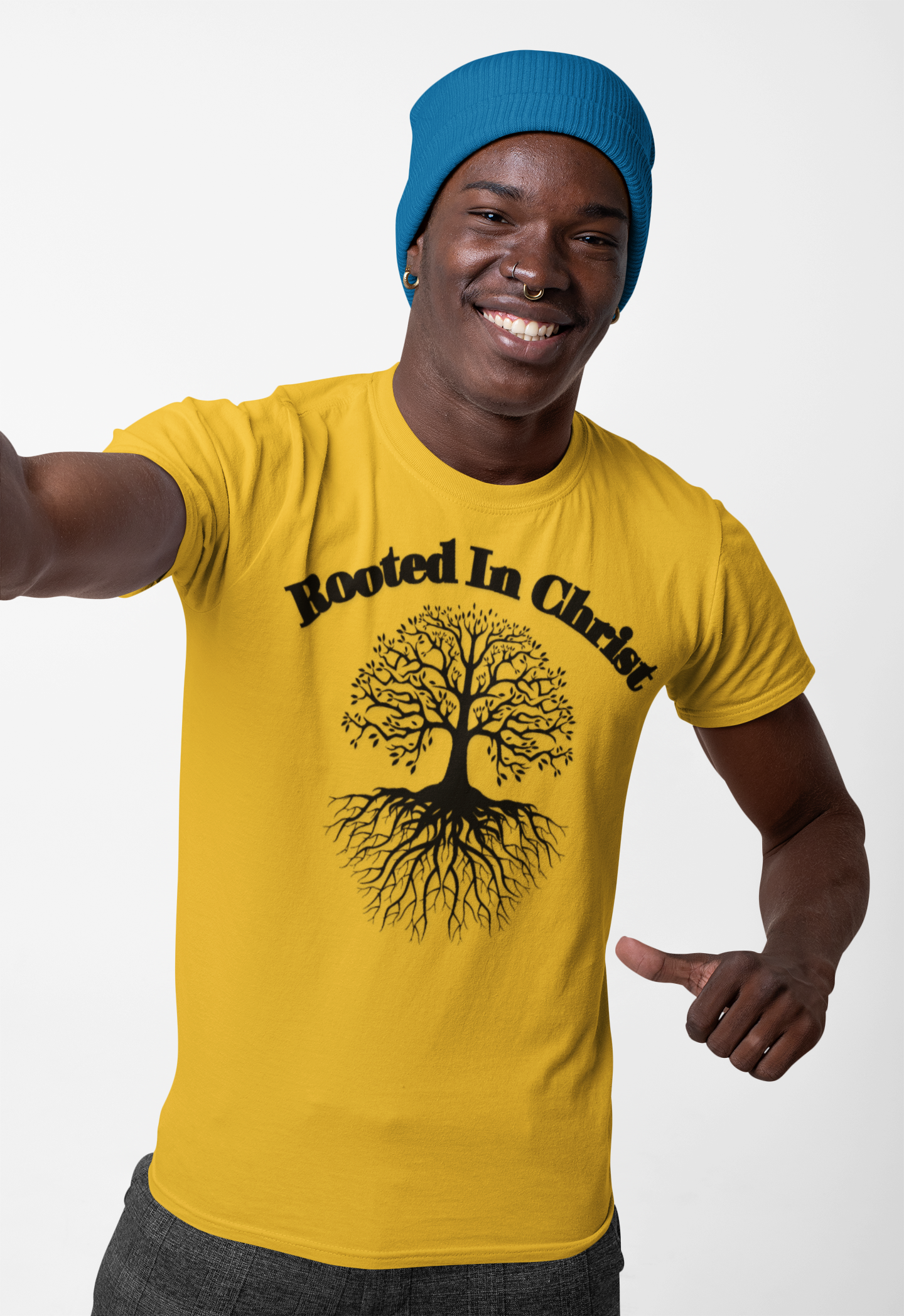 Rooted in Christ (Black ink) Adult Unisex T-Shirt