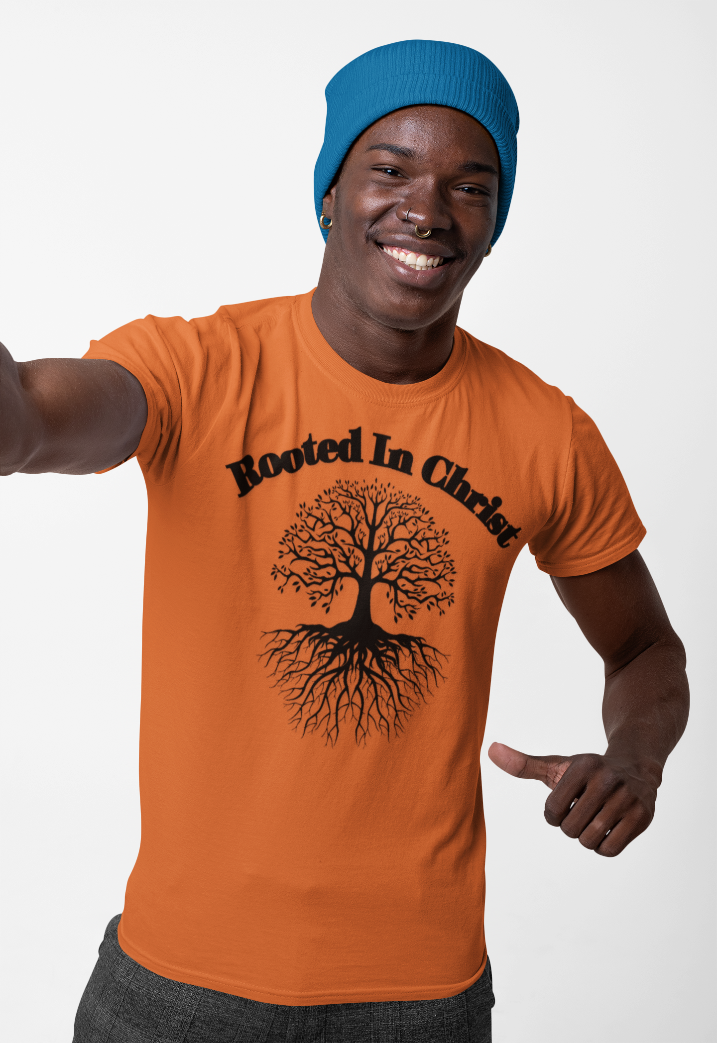 Rooted in Christ (Black ink) Adult Unisex T-Shirt
