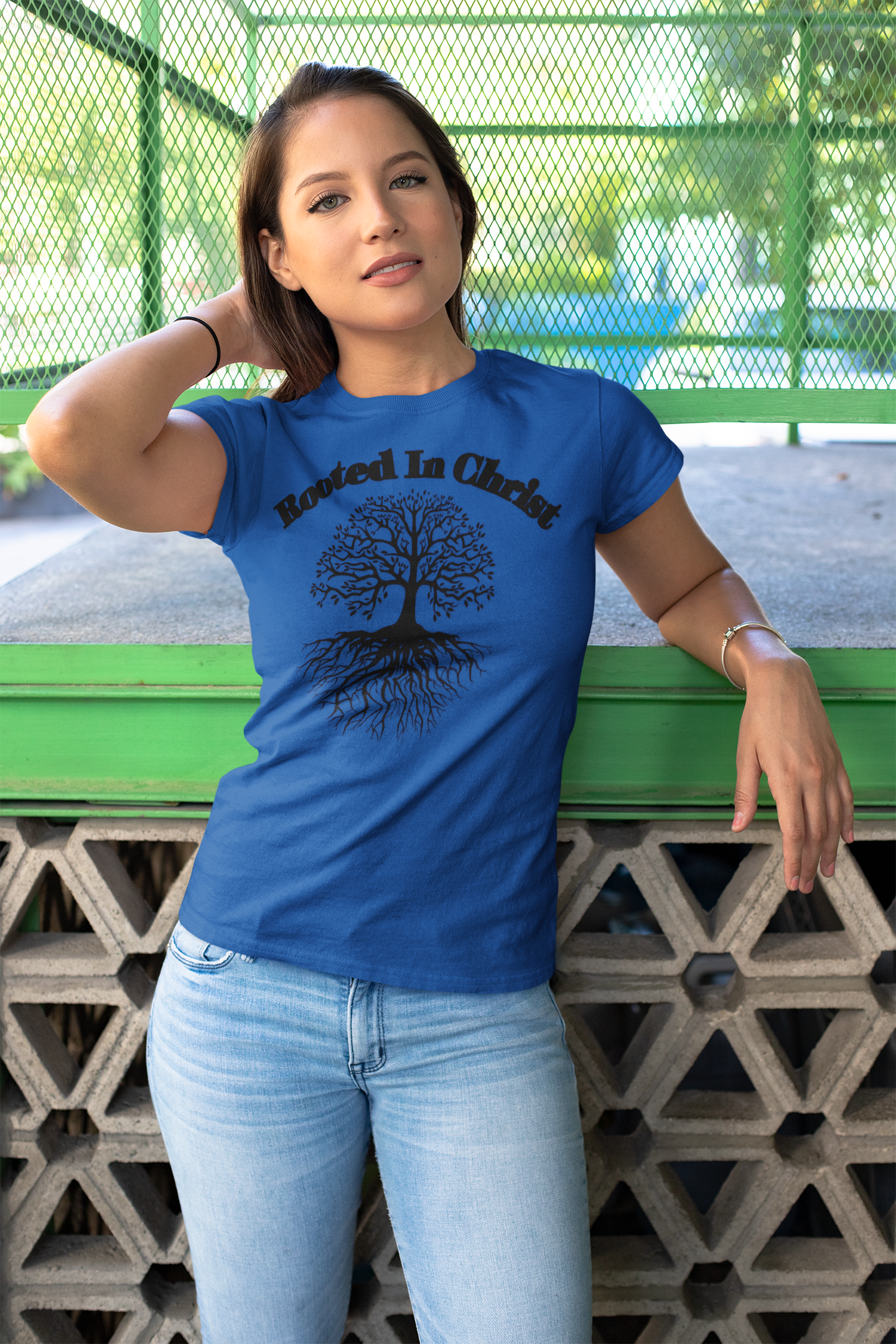 Rooted in Christ (Black ink) Adult Unisex T-Shirt