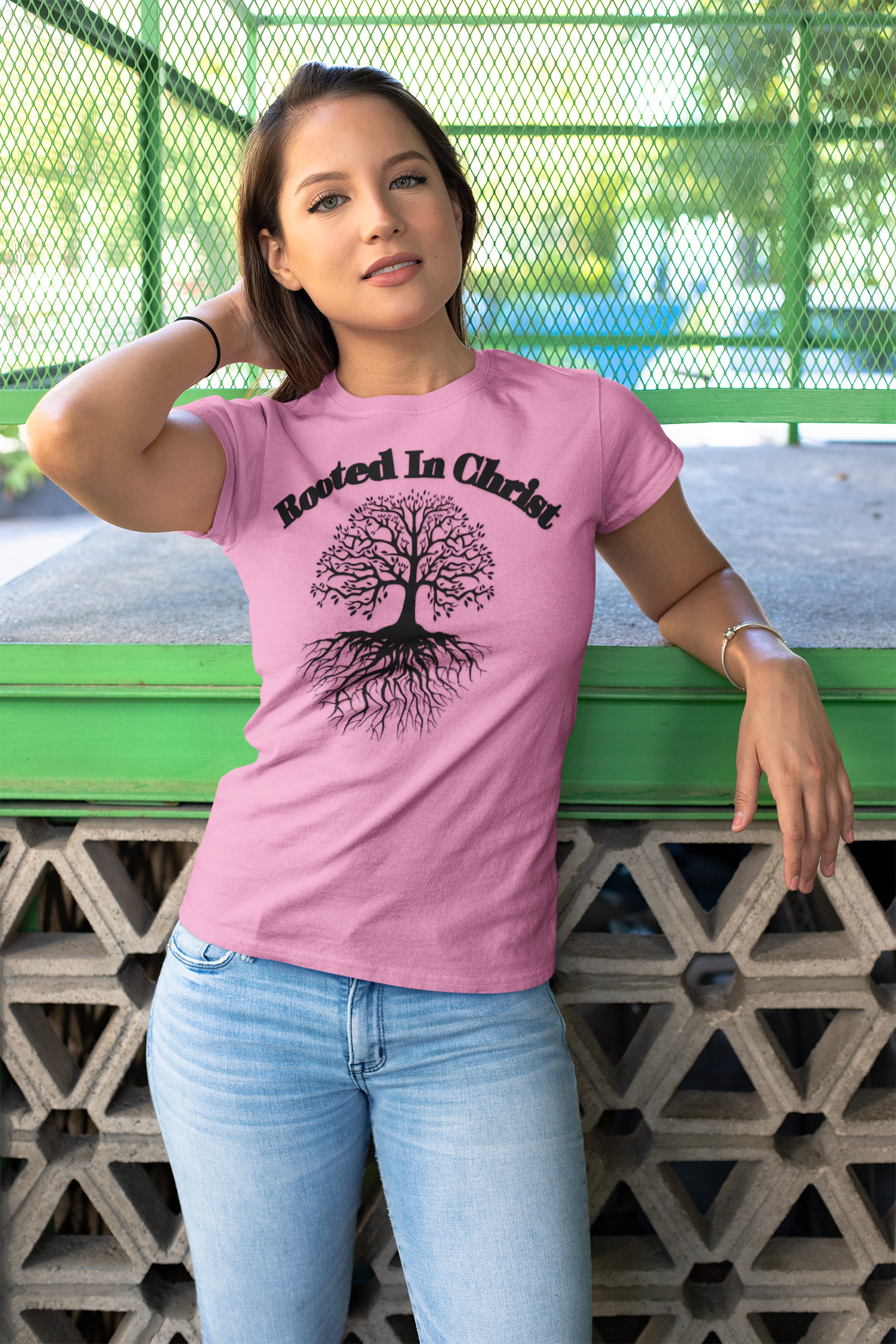 Rooted in Christ (Black ink) Adult Unisex T-Shirt