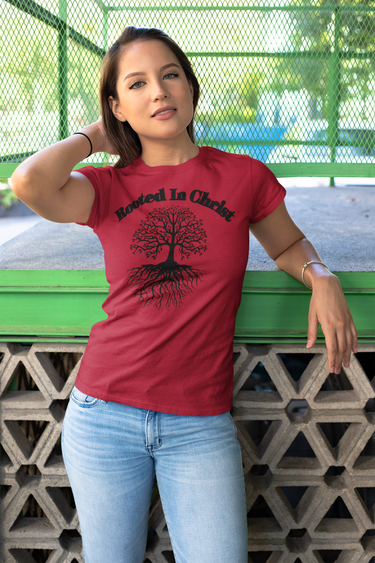Rooted in Christ (Black ink) Adult Unisex T-Shirt