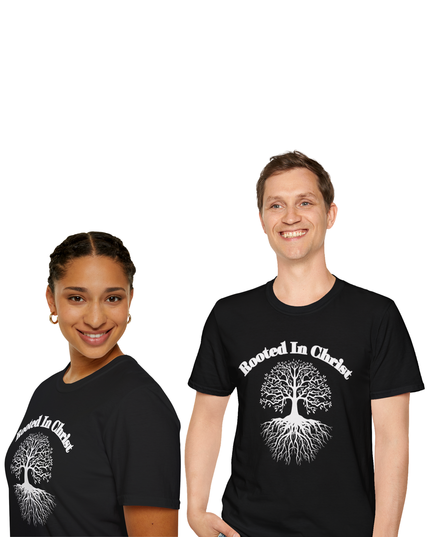 Rooted in Christ (White ink) Adult Unisex T-Shirt