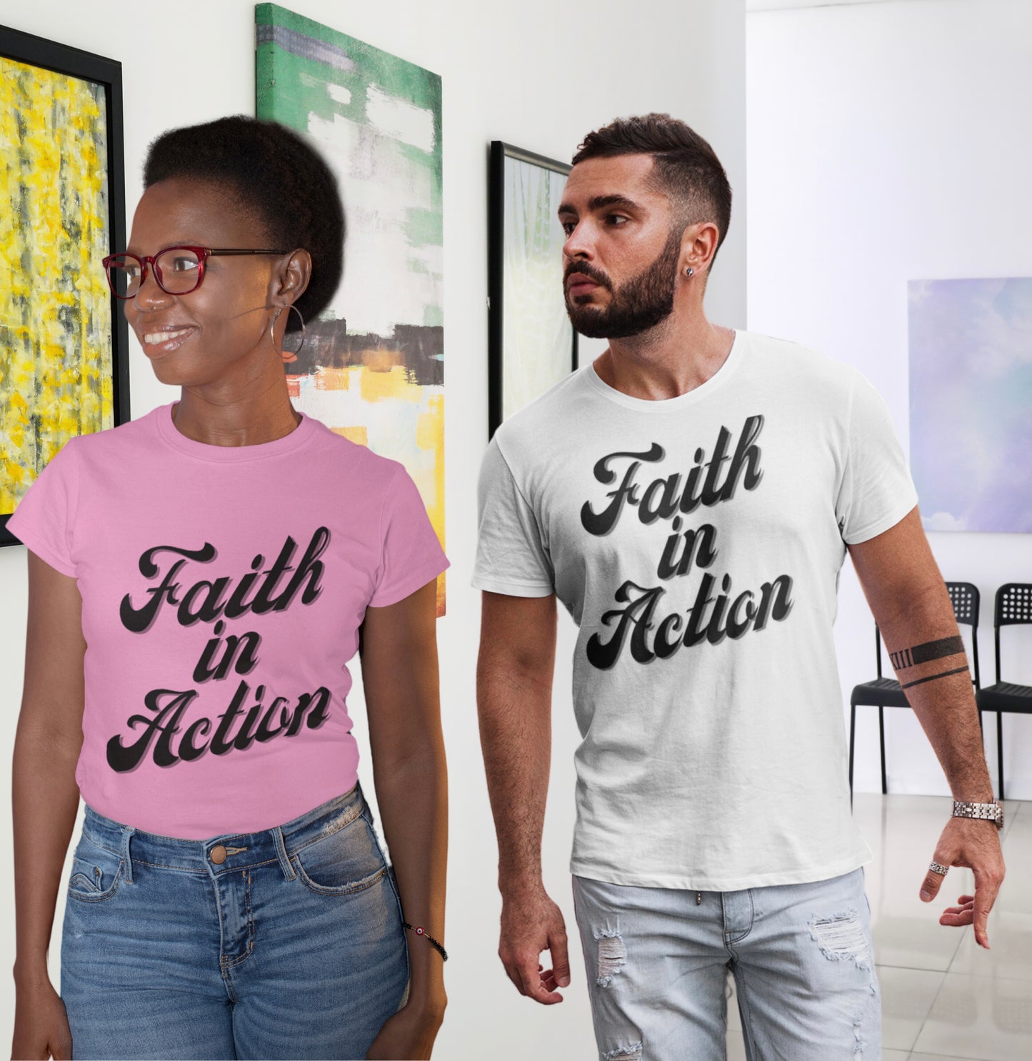 Faith in Action (Black ink) Adult Unisex T-Shirt