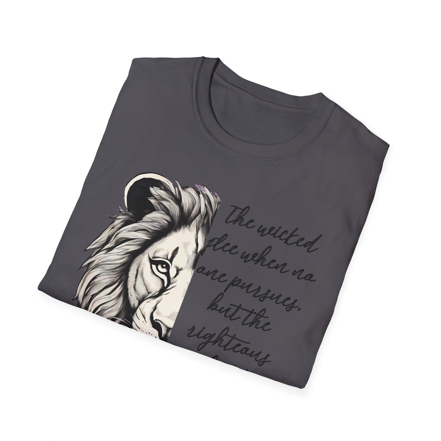 Bold Lion Scripture T-Shirt - Proverbs 28:1 Adult Unisex