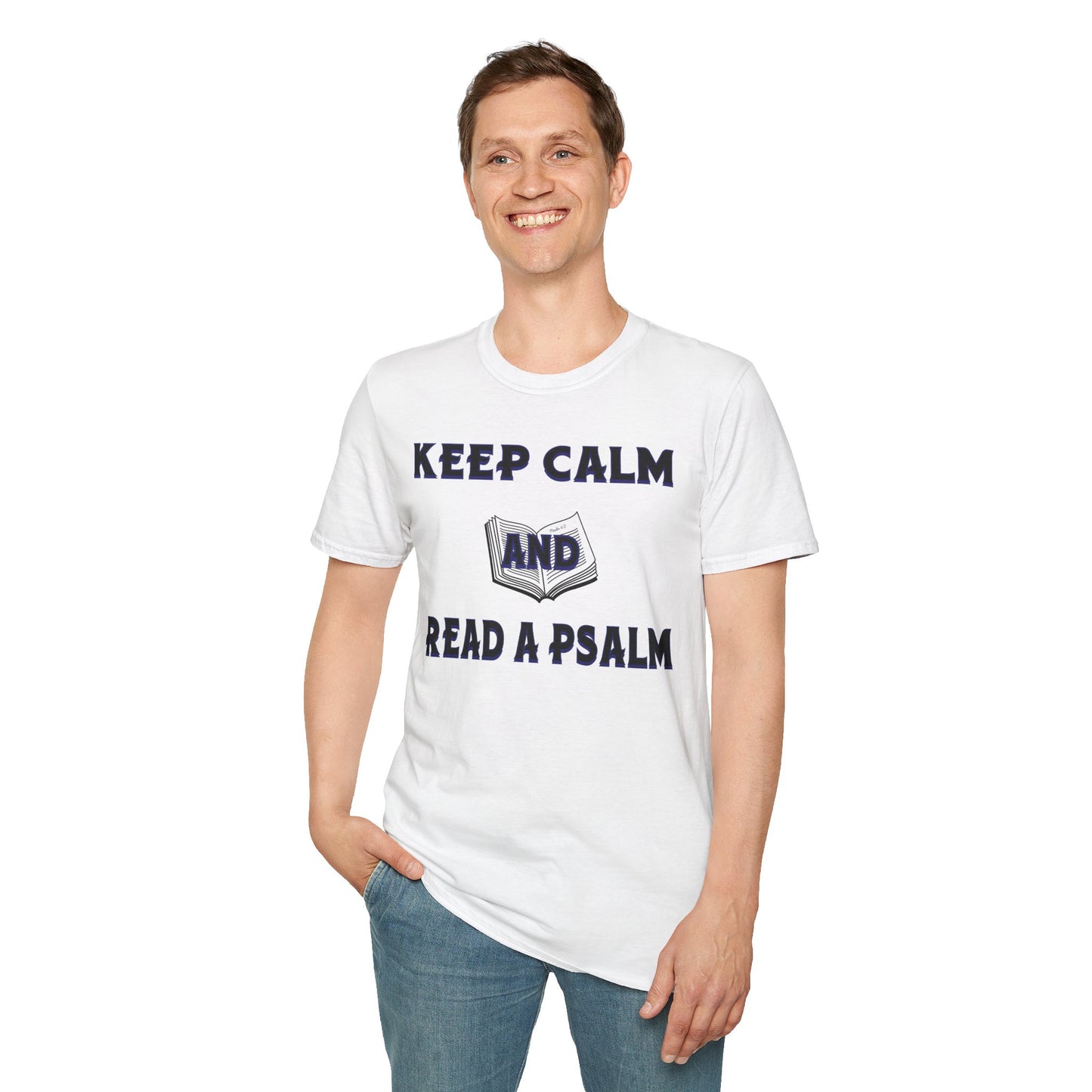 Keep Calm (Blue ink) Adult Unisex T-Shirt