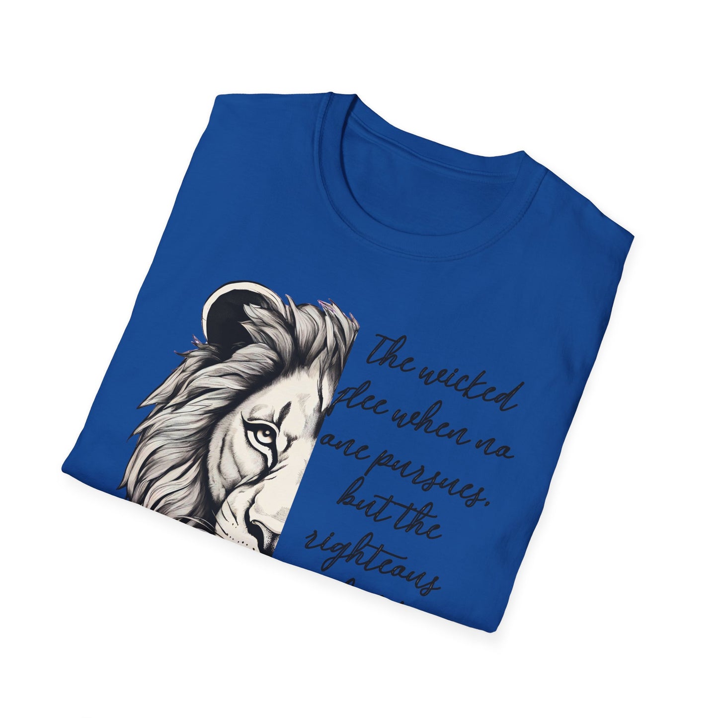 Bold Lion Scripture T-Shirt - Proverbs 28:1 Adult Unisex