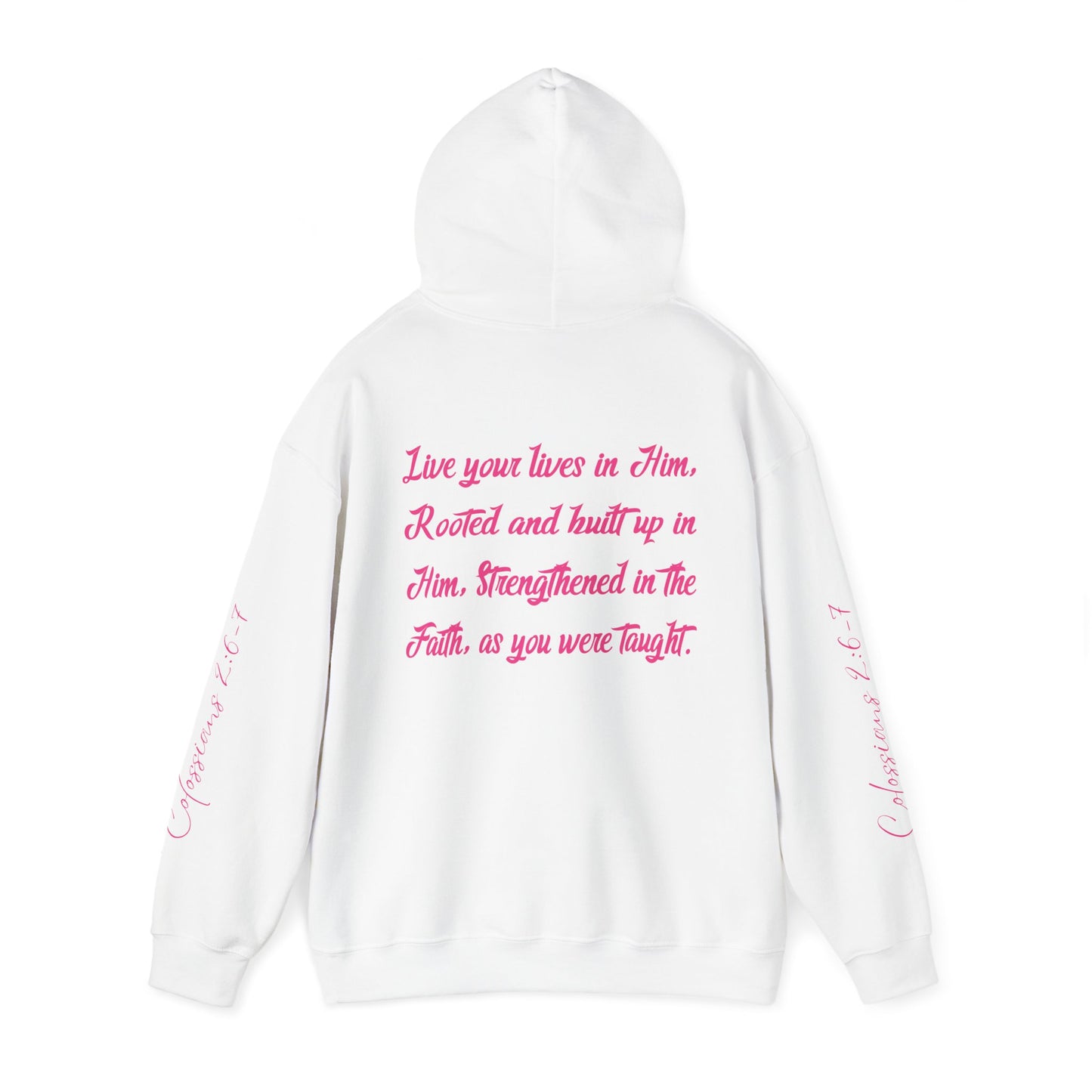 Rooted in Christ (Pink)- Adult Hooded Sweatshirt