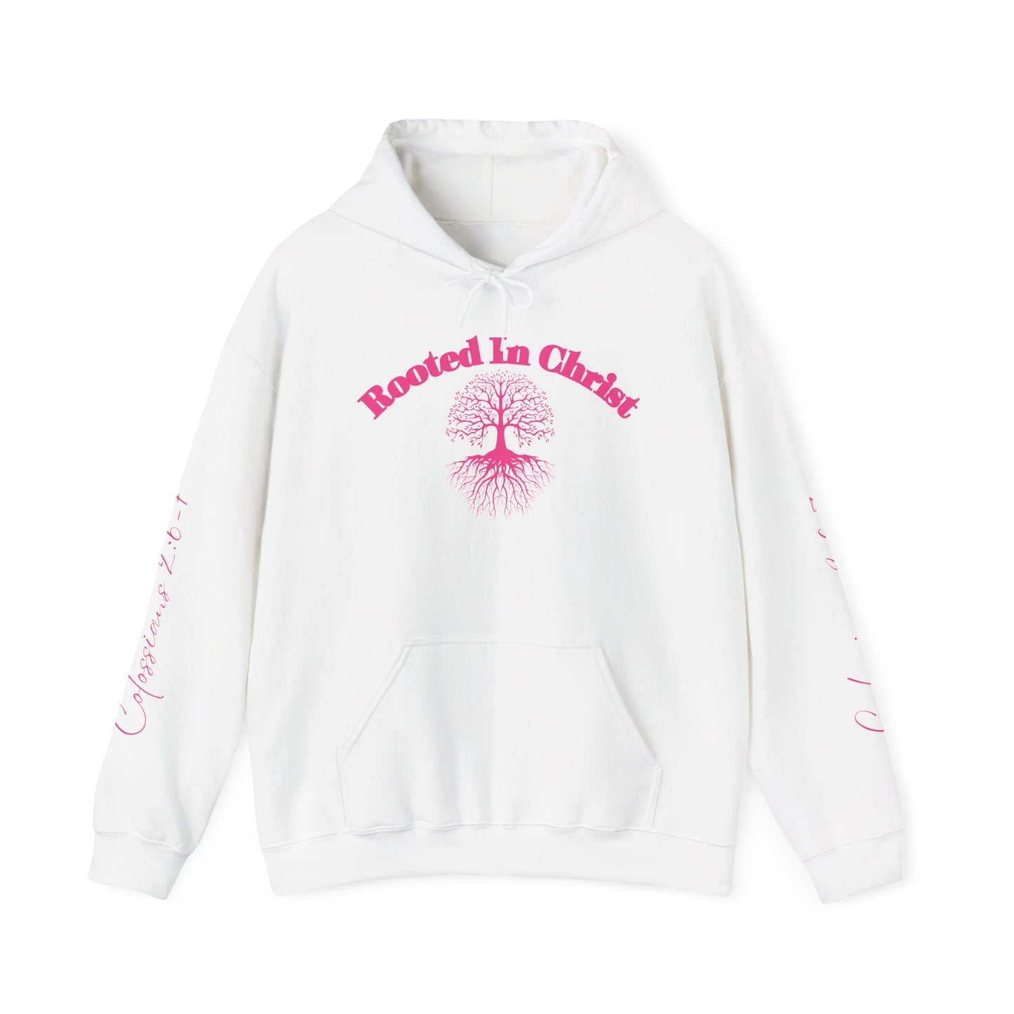 Rooted in Christ (Pink)- Adult Hooded Sweatshirt
