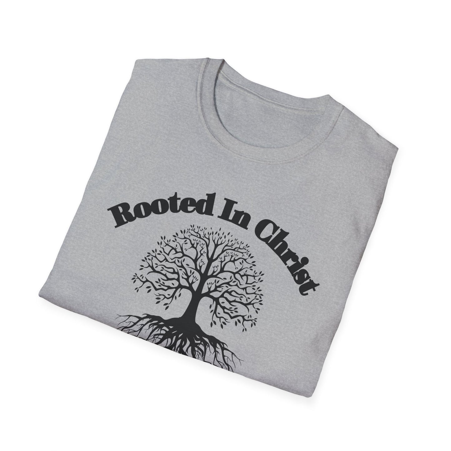 Rooted in Christ (Black ink) Adult Unisex T-Shirt