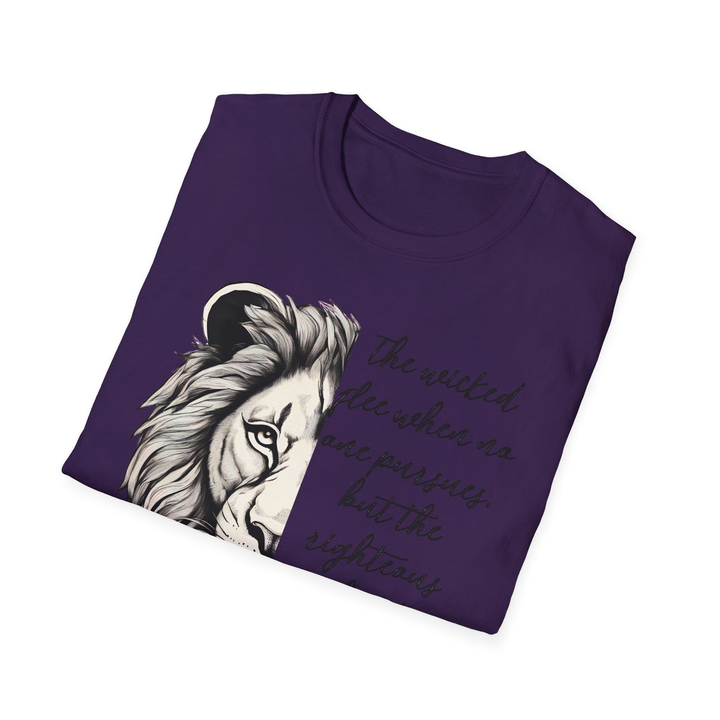 Bold Lion Scripture T-Shirt - Proverbs 28:1 Adult Unisex