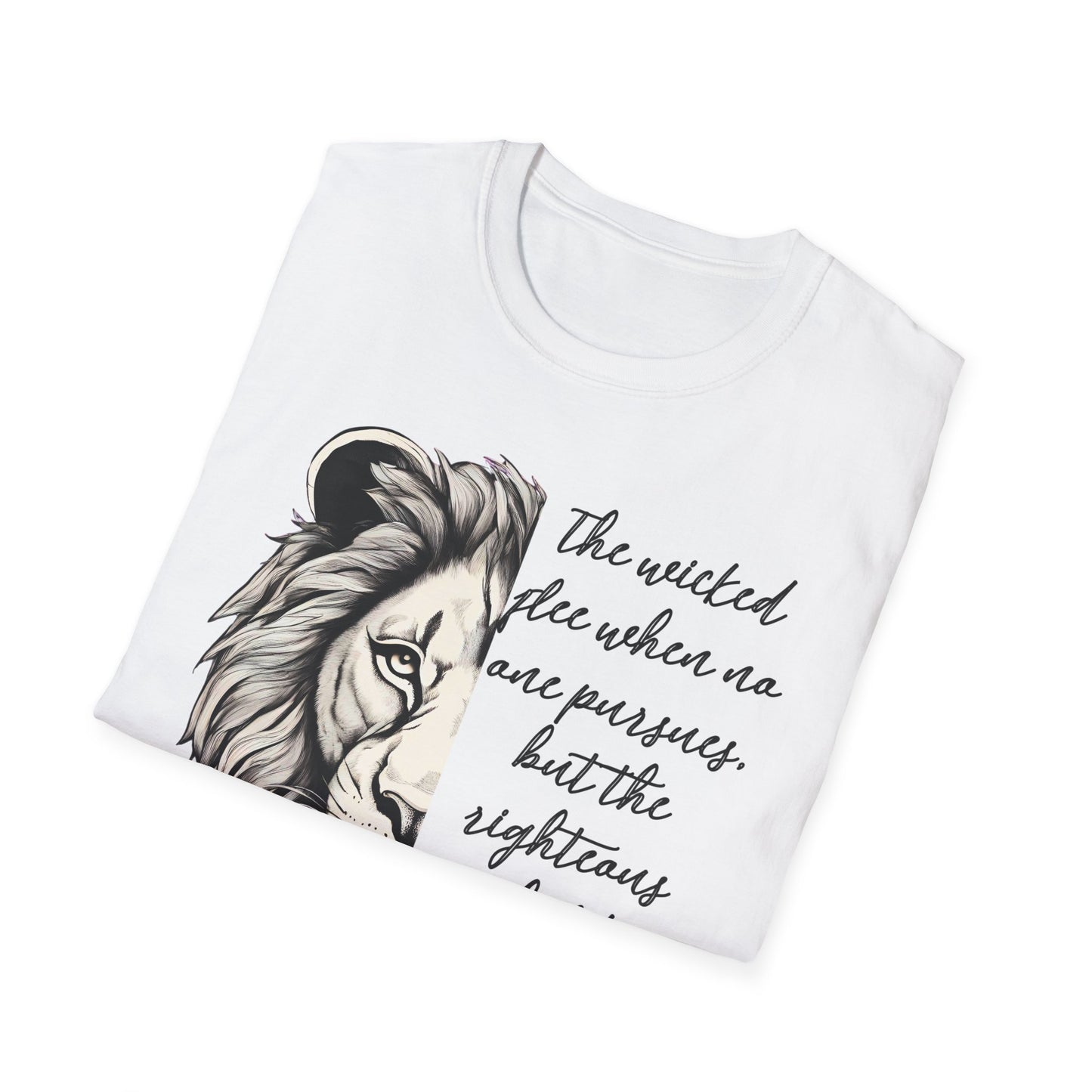 Bold Lion Scripture T-Shirt - Proverbs 28:1 Adult Unisex