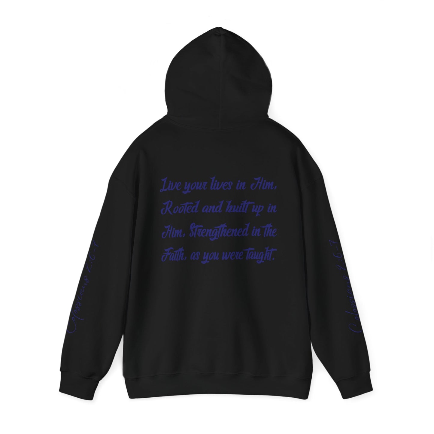Rooted In Christ (Blue)- Adult Unisex Hooded Sweatshirt