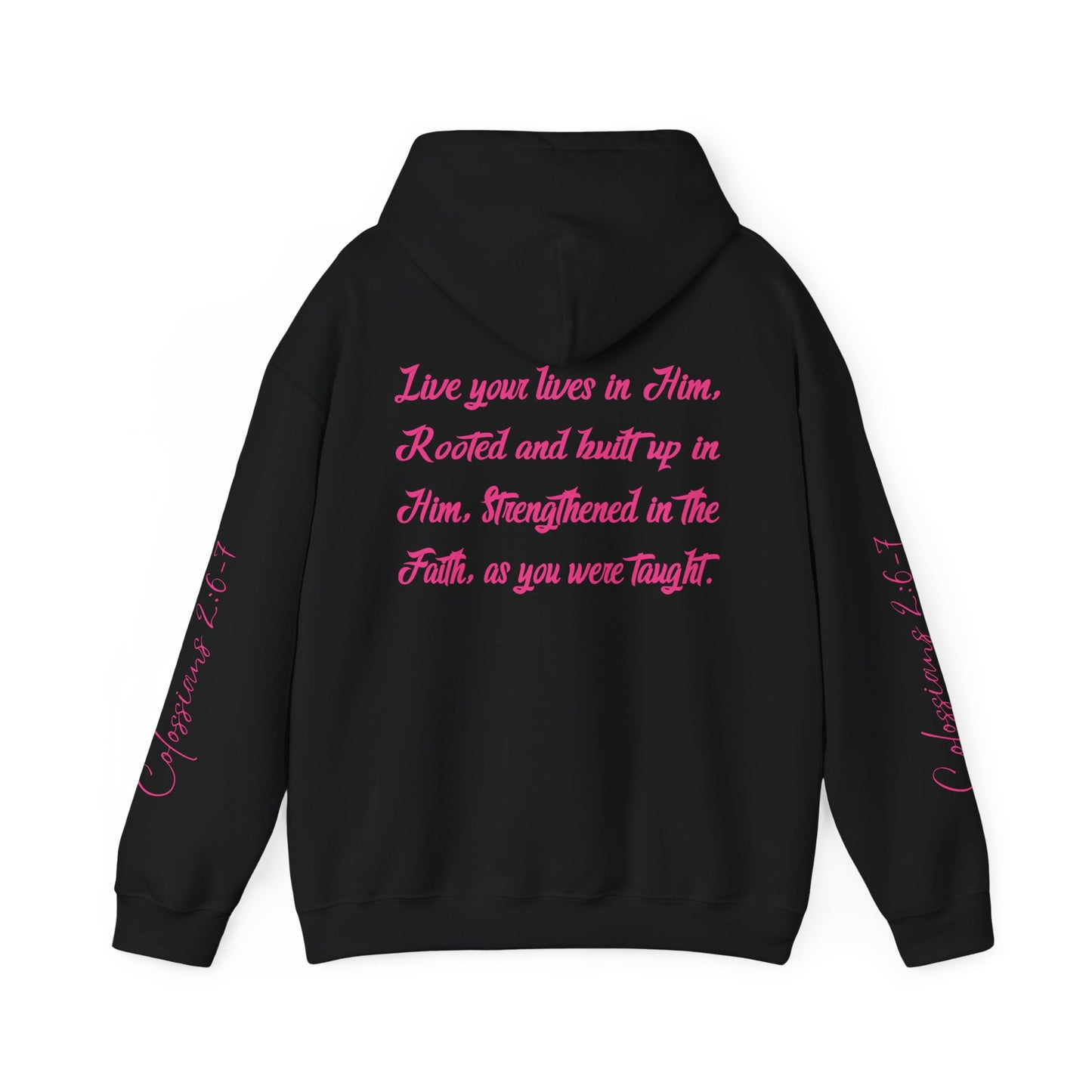 Rooted in Christ (Pink)- Adult Hooded Sweatshirt